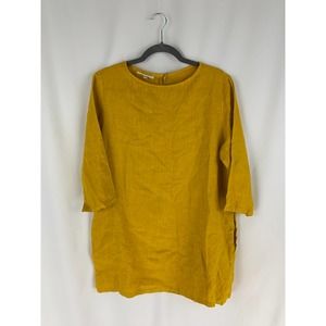 Bryn Walker Twyla Linen Tunic Shirt Womens Small Rhodiola Mustard Yellow New